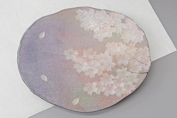島田恭子 桜文皿 |益子焼販売 善五 島田恭子 桜文皿 |益子焼販売 善五